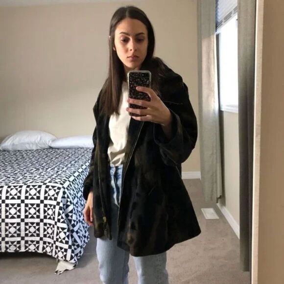 De Sentino Womens Faux fur Velvet Zip-Up Animal Print  Swing Jacket L/XL - Picture 3 of 12